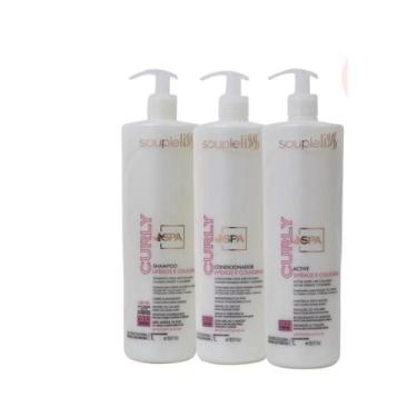 Imagem de Kit spa curly profissional 1l souple liss cabelos cacheados - SOUPLELI