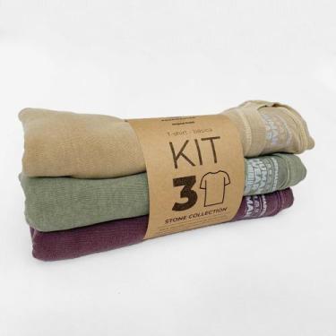 Imagem de Kit 3 Camisetas Estonadas Lisas Masculina Keepmaster 100% Algodão, G