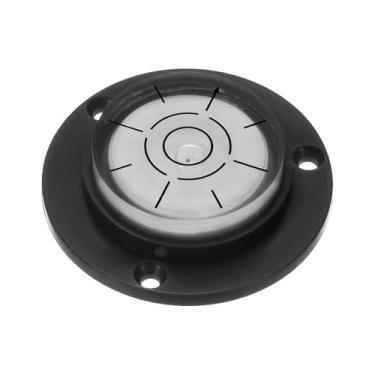 Imagem de HARFINGTON Nível de bolha horizontal de alta precisão 49 x 12 mm Ferramentas de layout de medição de nível de olho de boi redondo para quadros, nivelador de ferramentas de pendurar para quadros, preto