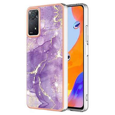 Imagem de Monwutong Capa de telefone fina para Redmi Note 11 4G, capa para Redmi Note 11s, IMD Marble Pattern Slim Fashion Case, capa de proteção de tela e câmera para Redmi Note 11 4G/Redmi Note 11s, YBDD roxo