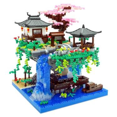 Imagem de Seyaom Light-Up Peach Blossom Pond Micro Mini Bricks Kit, Chinese Architecture Cherry Bonsai Tree Building Set for Adults, Boys, Girls 14+,(2705 Pcs)