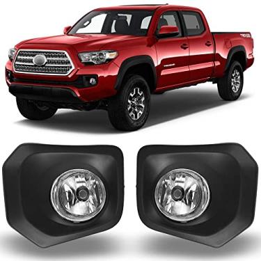 Imagem de Compatível com CPW [2016 2017 2018 2019 2020 Toyota Tacoma] par de luzes de neblina para direção de para-choque de lente transparente + fiação + kit de interruptor