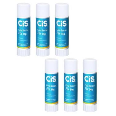 Imagem de Cola Bastão CIS Fix 34g Escolar e Artesanato C/6 Unidades