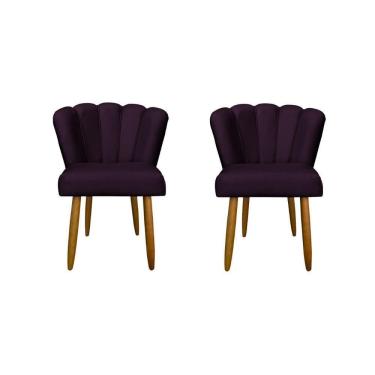 Imagem de Kit Cadeiras Flor Para Quarto Penteadeira Balaqui Decor Roxo