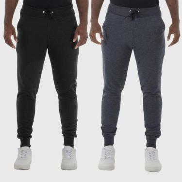 Imagem de Kit 2 Calças Masculinas Moletom Lisos Benellys, M, Preto, Chumbo