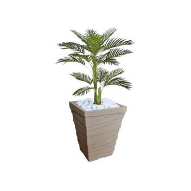Imagem de Planta Artificial Árvore Palmeira Areca 1,1m kit + Vaso Trapezio D. Gr