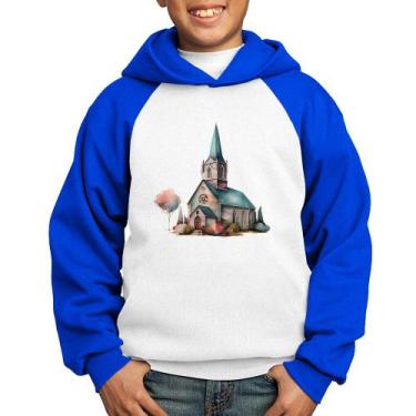 Imagem de Moletom Infantil Igreja Arte - Foca na Moda, Branco, Azul, 4