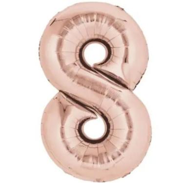 Imagem de Balão Metalizado Número 8 Rose 16" (40cm) - Mundo Bizarro