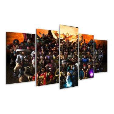 Imagem de Quadro 5 Peças Mortal Kombat Sub Zero Personagens Mosaico - Decorado P