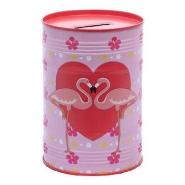 Imagem de Cofrinho P/ Moedas Metal Cofre Flamingo - PGB, Vermelho