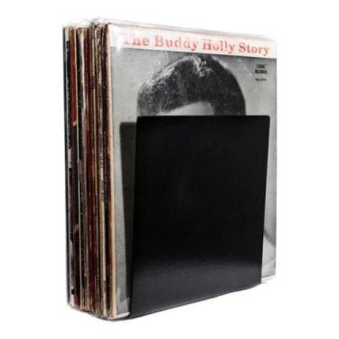 Imagem de Porta Lp Em Metal Suporte P/ Guardar 45 Disco De Vinil Apoio - SS, Pre