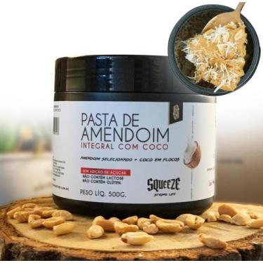 Imagem de Pasta de Amendoim Integral com Coco 500g - Squeeze (Zero Açúcar)