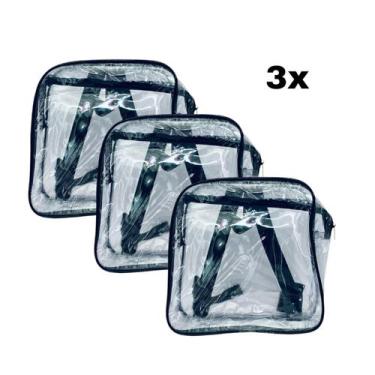 Imagem de KIT COM 3 MINI mochila AZUL MARINHO  infantil transparente cristal esc