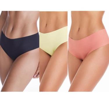 Imagem de Kit 3 Unidades - Calcinha Caleçon Corte A Laser - Não Marca - (UN) Bas