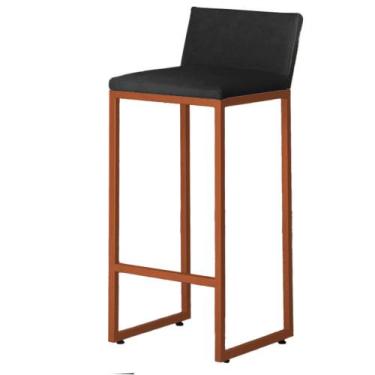 Imagem de Banqueta alta luxo dani com encosto - base metal bronze - JOTABE, pret