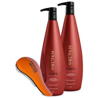 Imagem de Kit Shampoo Máscara Aneethun Force System e Escova Beauty