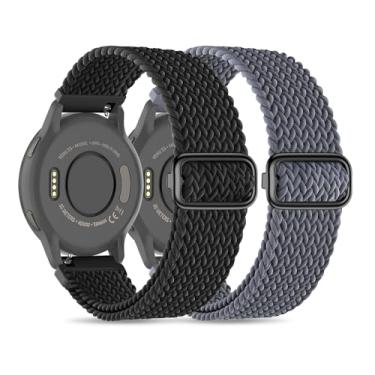 Imagem de Folavii Pulseiras de relógio de nylon trançado de 18 mm compatíveis com Garmin Venu 2S/Venu 3S/Vivoactive 4S/Vivomove 3S/Forerunner 255S/Forerunner 265S, pulseira de tecido elástico macio de liberação