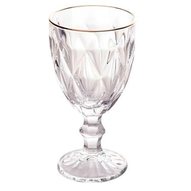 Imagem de Taça De Vidro Com Borda Dourada Diamond Cor Transparente água 300ml Class Home