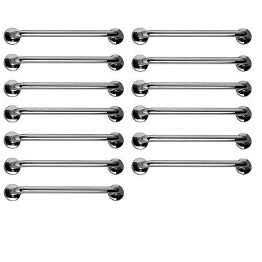 Imagem de Barra de Apoio 60cm Aço Inox Kit 13 Unidades Banheiro Box Idoso Gestante Criança Suporte Corrimao Escada Segurança Acessibilidade Evita Acidente