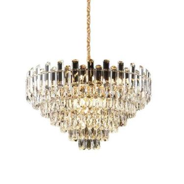 Imagem de Lustre de Cristal Moderno Ø75x46cm Metal Dourado Para 16 Lâmpadas - Si