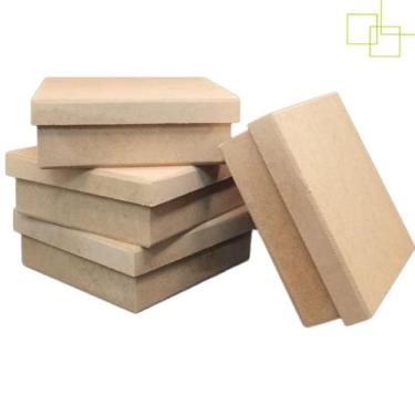 Imagem de Kit 4 Caixas Lisa em MDF Cru 10x10x5 Artesanato Convites Lembrança Cas
