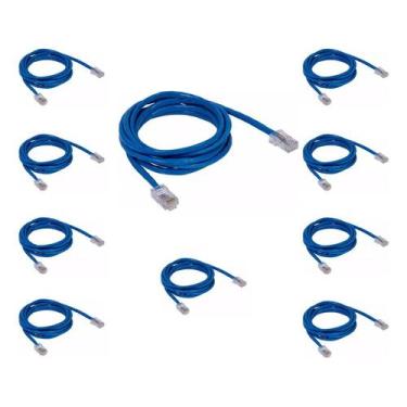 Imagem de Kit 10 Cabo De Rede Patch Cord Cat6 2 Metros 2m Cat 6 - NoBrand