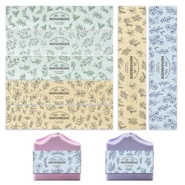 Imagem de PH PandaHall 90 peças de embalagens de sabão de ramo para sabonete caseiro, 9 estilos de etiquetas de sabão de folhas de plantas, papel para embalagem de sabonete, artesanato para barras de loção