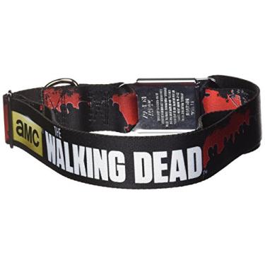 Imagem de Buckle-Down Coleira para cães com fivela de cinto de segurança - silhuetas AMC-THE WALKING Dead Scene preto/vermelho/branco - 3,8 cm de largura - serve para pescoço de 45,7 a 81,2 cm - Grande