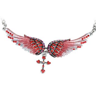 Imagem de Colares de gargantilha com asas de anjo de cristal feminino Szxc Jewelry 45,72 cm + 5 cm