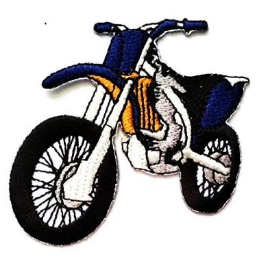 Imagem de NiPitShop Motorcycle Big bike Patches Blue Motocross Racing Dirt Off-Road Cartoon Kid Baby Girl Jacket Camiseta Patch Costura Ferro em Sinal Bordado Emblema Roupas Fantasia