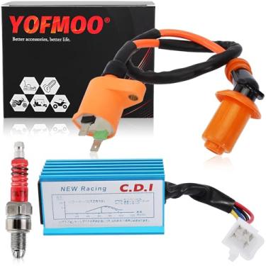Imagem de YOFMOO Performance Racing Bobina de ignição + Vela de ignição A7TC + 5 pinos CDI Box GY6 4 tempos motor 50cc - 125cc 150cc Scooter ATV Go Kart Moped Quad Pit Dirt Bike 139QMB 152QMI 157QMJ