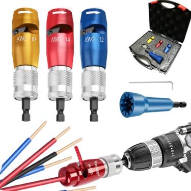 Imagem de Turoco Alicates de Decapagem de Fios para Furadeira, Kit de Decapagem de Fios 10-14 Awg Padrão Dos Eua 2024 e Ferramenta de Torção, Conjunto de Ferramentas de Eletricista Portátil, (, Vermelho)