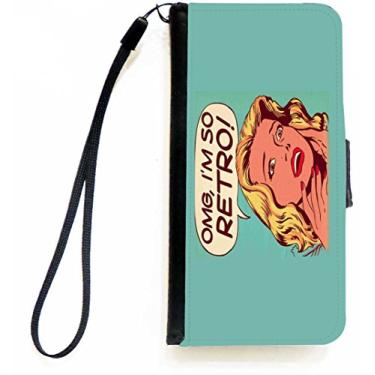 Imagem de Rikki Knight OMG I'm So Retro Capa carteira flip para iPhone 5c com aba magnética