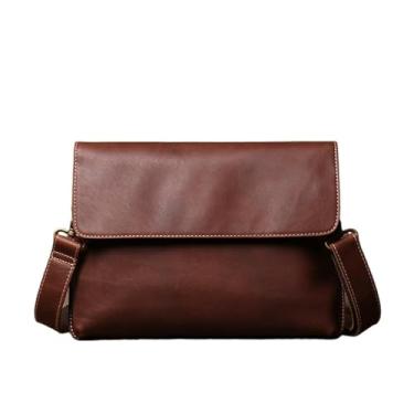 Imagem de Bolsa crossbody vintage para homens couro genuíno ombro masculino marrom casual bolsa mensageiro clássica(Vintage Brown)