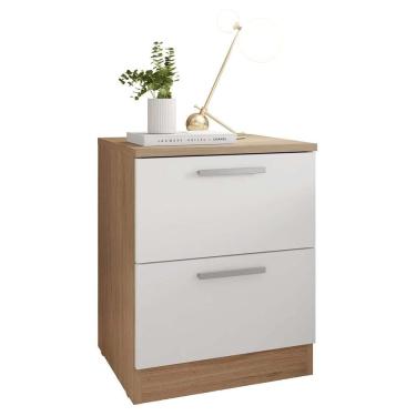 Imagem de Mesa Cabeceira Quarto 2 Gavetas Sleep Marrom Branco Caemmun