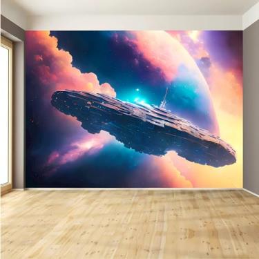 Imagem de Lcythiazole Tamanho personalizável - Papel de parede Future Universe, murais de céu estrelado, murais de papel de parede lunar, removíveis, para quartos e escritórios.