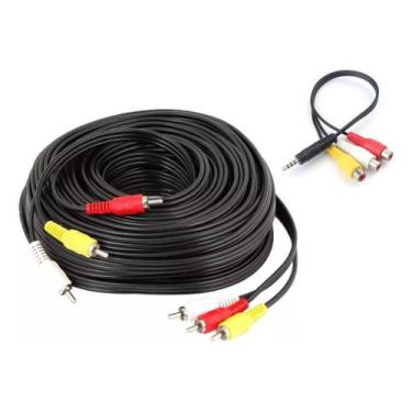 Imagem de Cabo Rca 10m + Cabo Adaptador P2 X Rca Femea Audio E Video - NoBrand