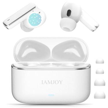 Imagem de IAMJOY Fones de ouvido de tradução de idiomas, 163 idiomas e acentos dispositivo tradutor bidirecional embutido 6 microfones, fones de ouvido híbridos com cancelamento de ruído duplo de 42 dB para