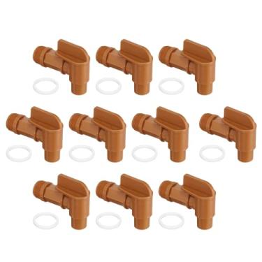 Imagem de PATIKIL Torneira de plástico de 5,08 cm, 10 pacotes de torneira de barril torneira de substituição de material de polietileno durável para tambor de plástico e aço de 15/30/50 galões, marrom