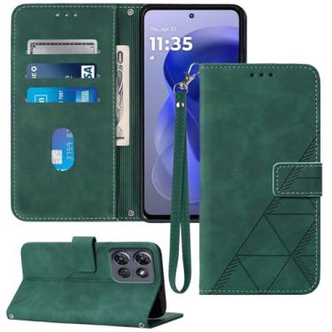 Imagem de Moment Dextrad Capa carteira para Moto G Power 2025, compartimentos para cartão, alça de pulso, proteção interna de telefone TPU, capa flip de couro PU para Moto G Power - 2025 (verde)