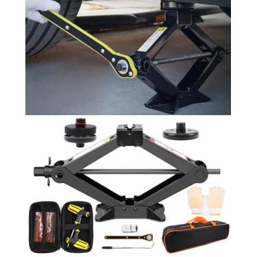 Imagem de KKTR-CAR Macaco Tesoura, Macaco Para Carro E Kit De Suporte, Macaco De Elevação Multifuncional, Kit De Reparo De Pneus De Emergência Portátil Compatível Com Tesla Model Y, Model 3, Model X, Model S