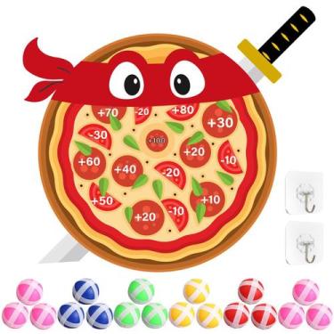 Imagem de Dart Board WinnerWhy Pizza Party Game Turtle com 18 bolas