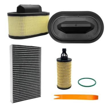 Imagem de 670001545 Filtro de ar do motor 4 peças + filtro de óleo + filtro de ar da cabine compatível com Maserati Ghibli 2014-2012, Levante 2017-2022, Quattroporte V6 3.0L 3.8L Substitua 670005021 020 00311