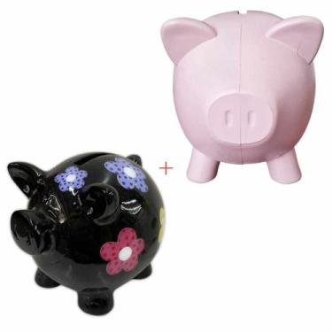 Imagem de Conjunto Porco Cofre De Guardar Moedas Porquinho Cofre Para Moedas - A