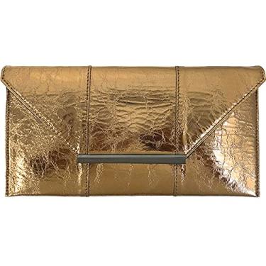 Imagem de JNB Bolsa clutch feminina de material metálico, Bronze, Small