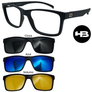 Imagem de Armação de Grau Hb Switch 0339 243 Com 3 Clipons Polarizado, Preto fos