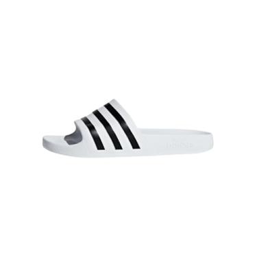 Imagem de adidas Chinelo aquático masculino Adilette, Branco/Núcleo Preto/Branco Ftwr, 12.5