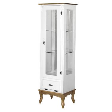 Imagem de Cristaleira Vitrine Espelhada Antique Média 1 Porta 2 Prateleiras de Vidro 1 Gaveta 1079e Cera Clara