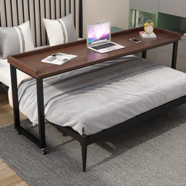 Imagem de Mesa de cama, mesa de cama sobre a cama, mesa com rodas, mesa de sobrecama, móvel com rodas, mesa de computador com rodas de 120 cm
