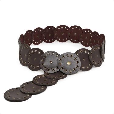 Imagem de Cinto Boho Chic Retro Feminino Country Festa Redondo Com Tachas Ouro Velho Tendencia Gringa Luxo